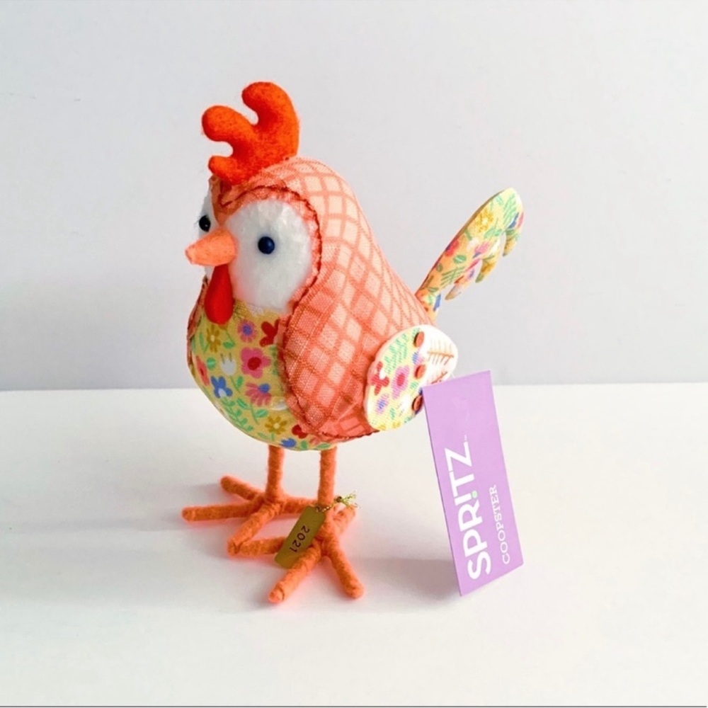 NWT Spritz Coopster Easter Rooster Chicken Decor Orange Floral Bird Cottagecore - Picture 6 of 6
